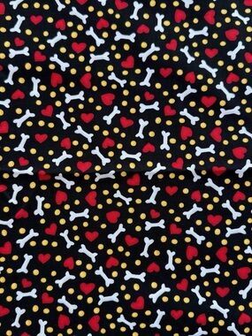 Robert Kaufman Cute To Boot Hearts Dog Bones Black Quilting Cotton 1 yard